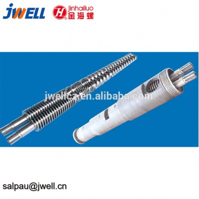 Jwell PVC PE WPC conical twin screw and double holes barrel